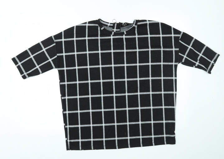 New Look Womens Black Check Pullover Jumper Size 6