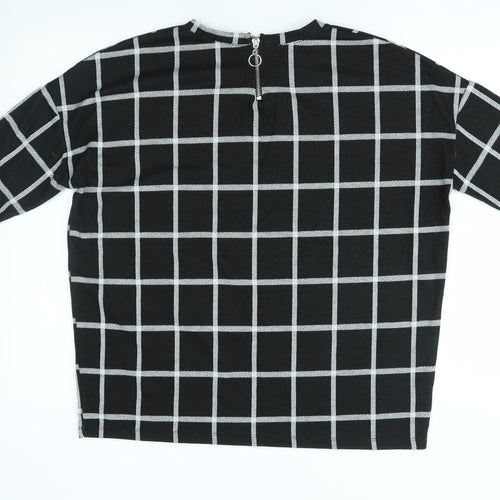 New Look Womens Black Check  Pullover Jumper Size 6