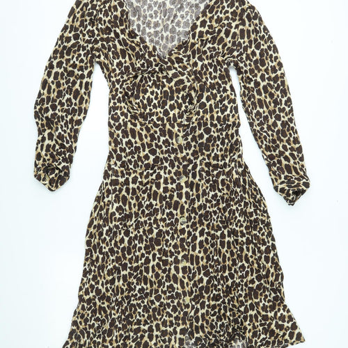 NEXT Womens Gold Animal Print  A-Line  Size 10