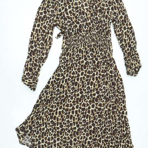 NEXT Womens Gold Animal Print  A-Line  Size 10
