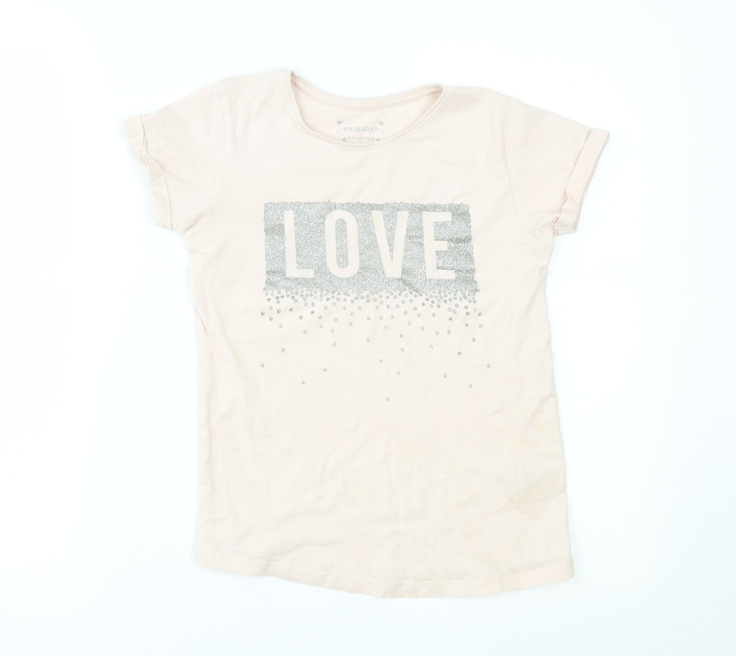 Primark Girls Pink   Basic T-Shirt Size 9-10 Years  - love