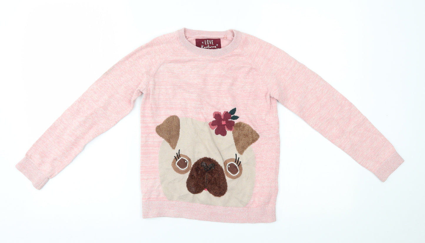 TU Girls Pink   Pullover Jumper Size 10 Years  - pug