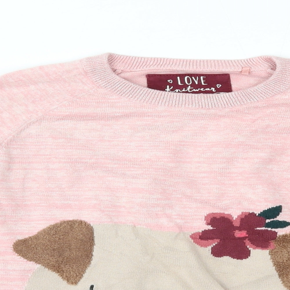 TU Girls Pink   Pullover Jumper Size 10 Years  - pug