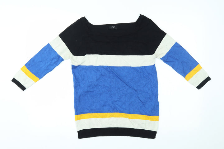 F&F Womens Blue Striped Pullover Jumper Size 10
