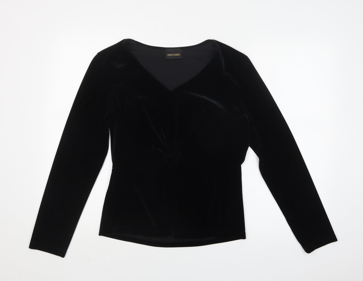 Mosaic Womens Black  Velvet Basic T-Shirt Size 16