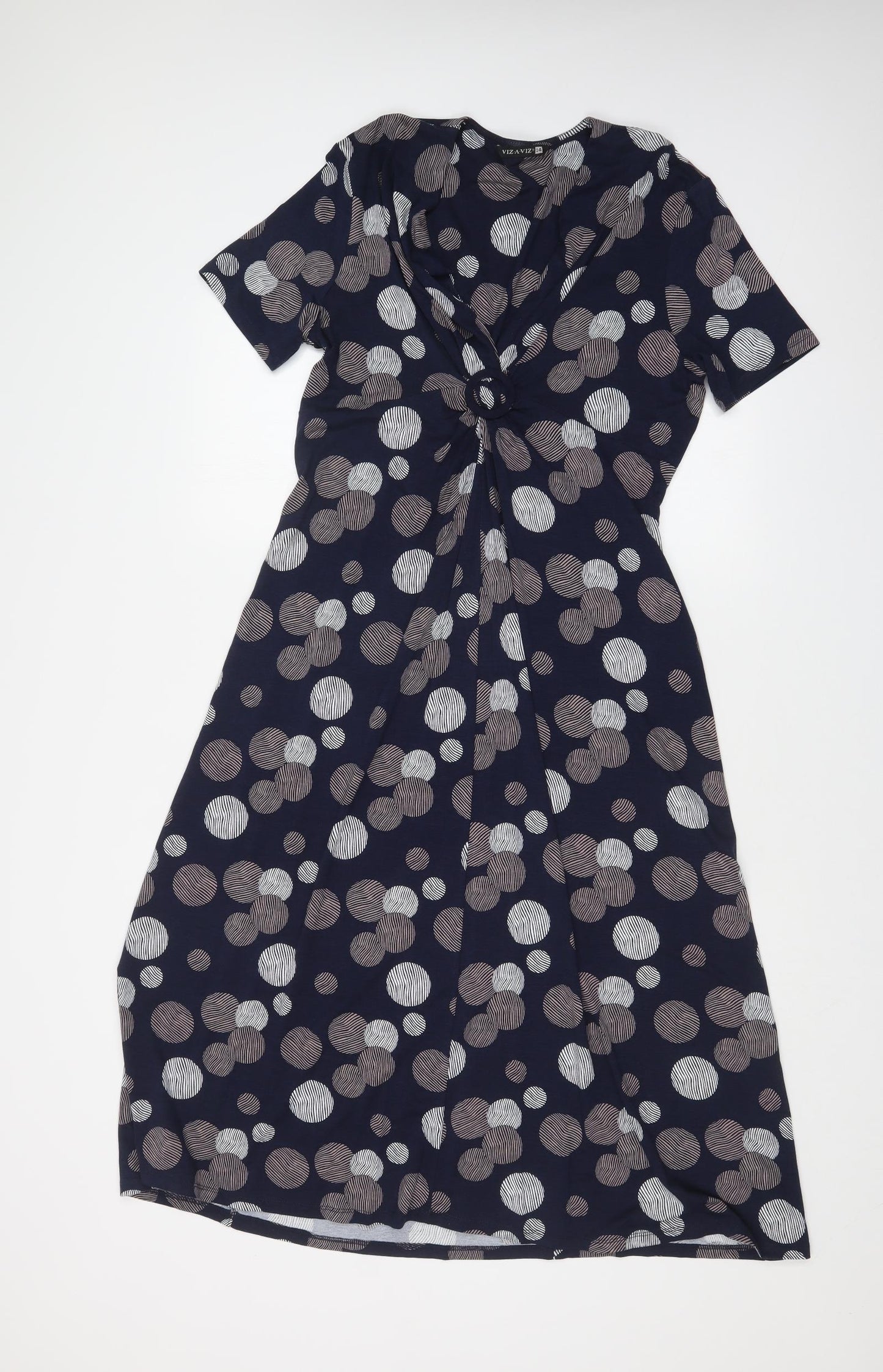 VIZ A VIZ  Womens Blue Polka Dot  Skater Dress  Size 14