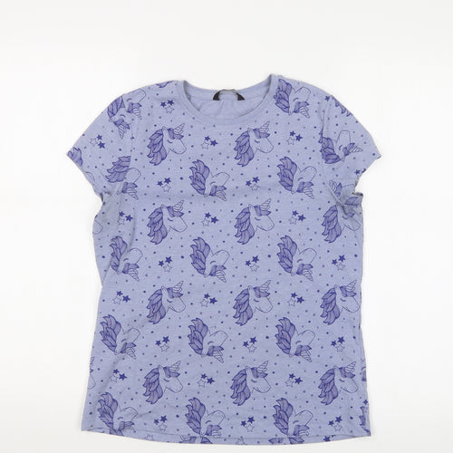 George Girls Purple Geometric  Basic T-Shirt Size 13-14 Years