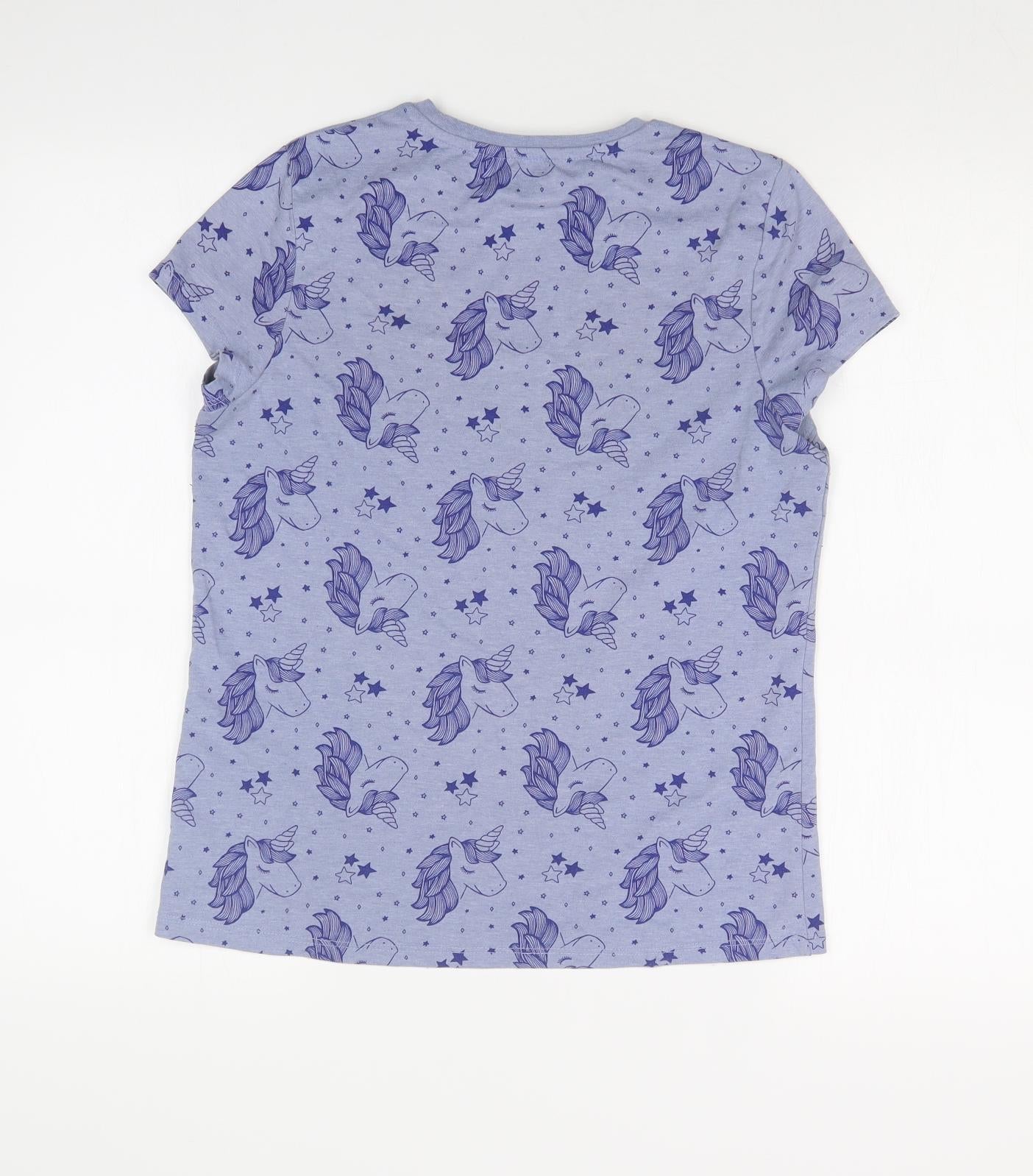 George Girls Purple Geometric  Basic T-Shirt Size 13-14 Years