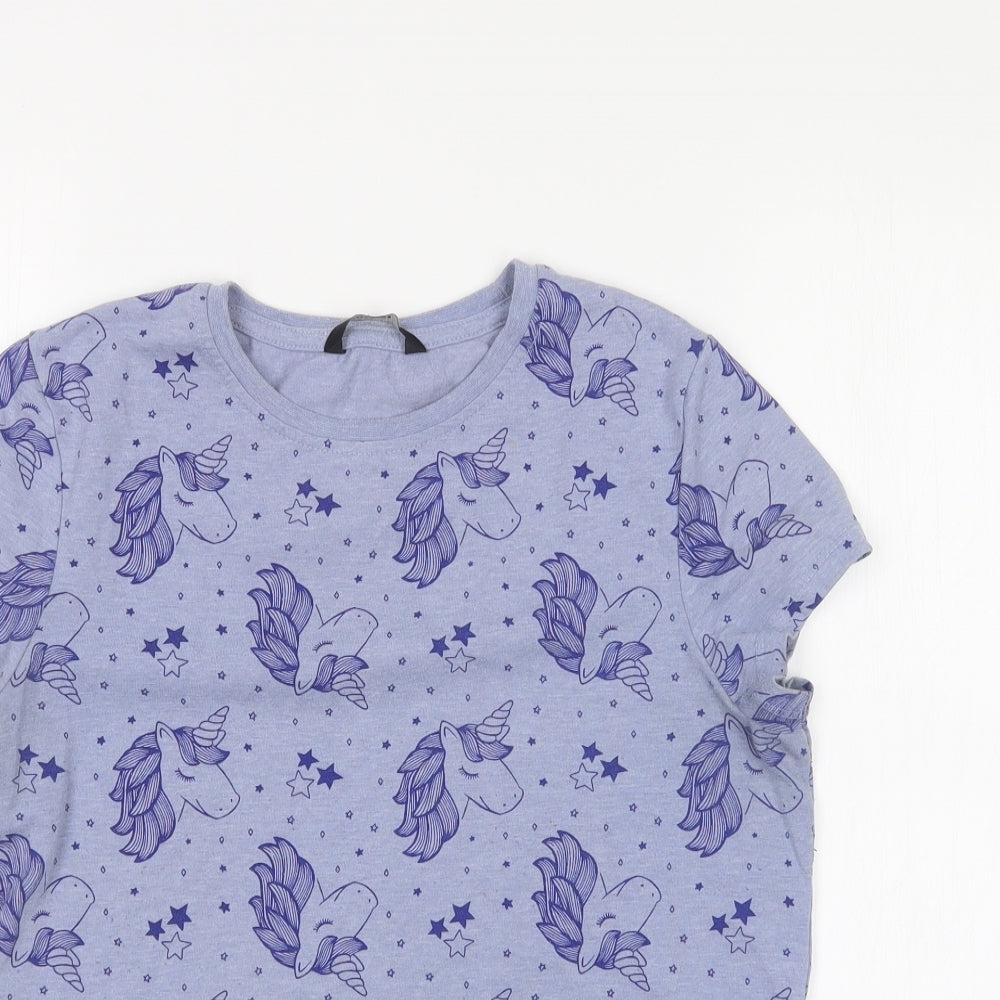 George Girls Purple Geometric  Basic T-Shirt Size 13-14 Years