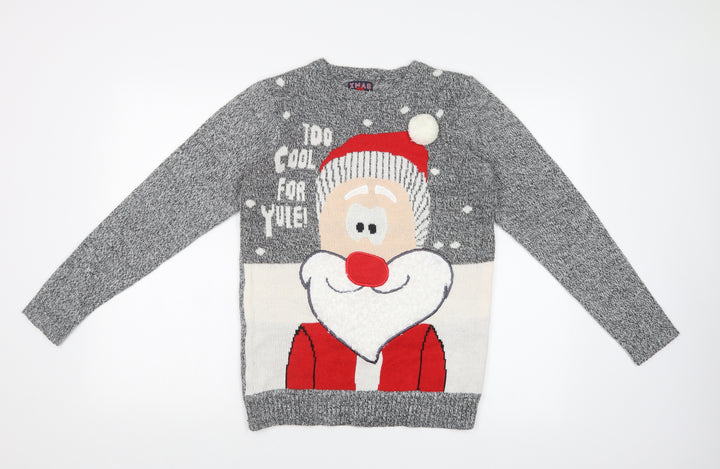 F&F Mens Grey Pullover Jumper - CHRISTMAS