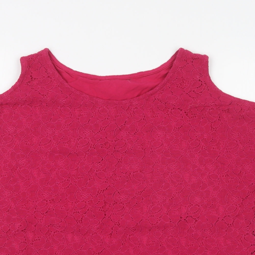 Peacocks Womens Pink Floral  Basic T-Shirt Size 14