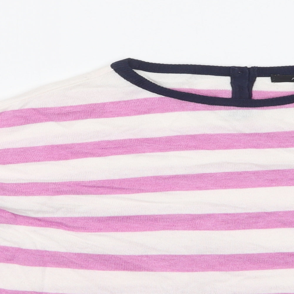 M&S Girls Multicoloured Striped  Basic T-Shirt Size 8-9 Years