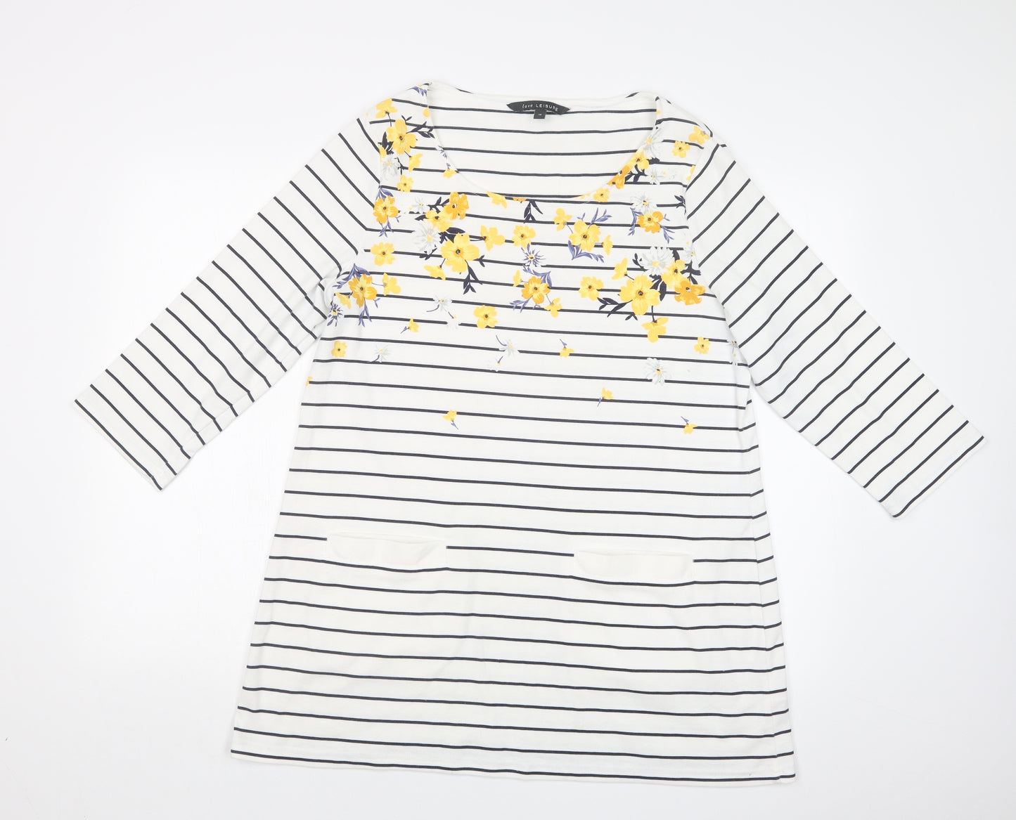 LOVE LEISURE Womens Multicoloured Striped  Basic T-Shirt Size 18