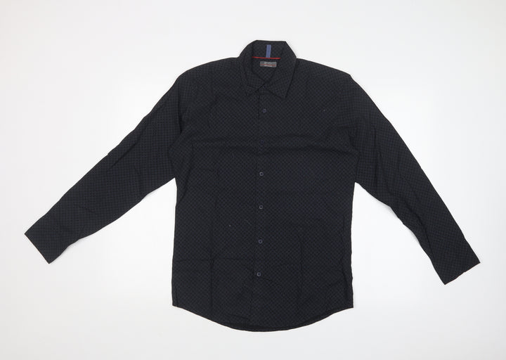 Matalan Mens Blue Geometric   Dress Shirt Size S