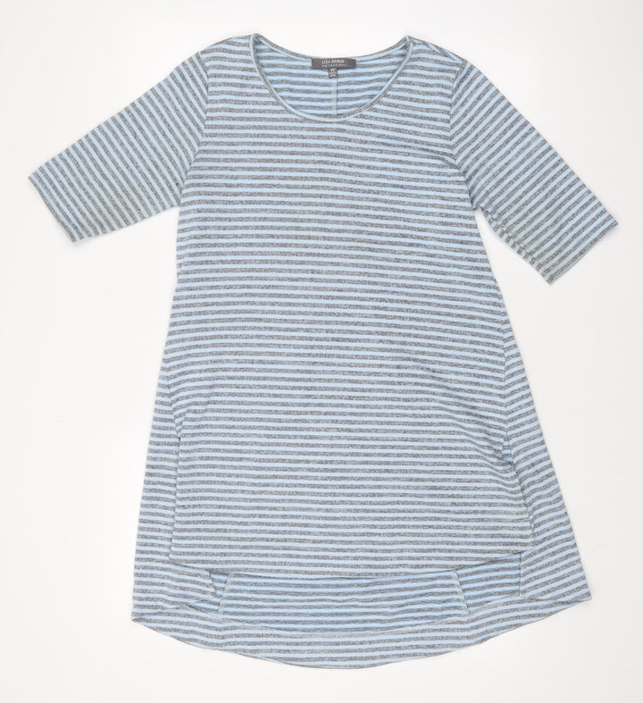 Lisa Rinna Womens Blue Striped  T-Shirt Dress  Size XS
