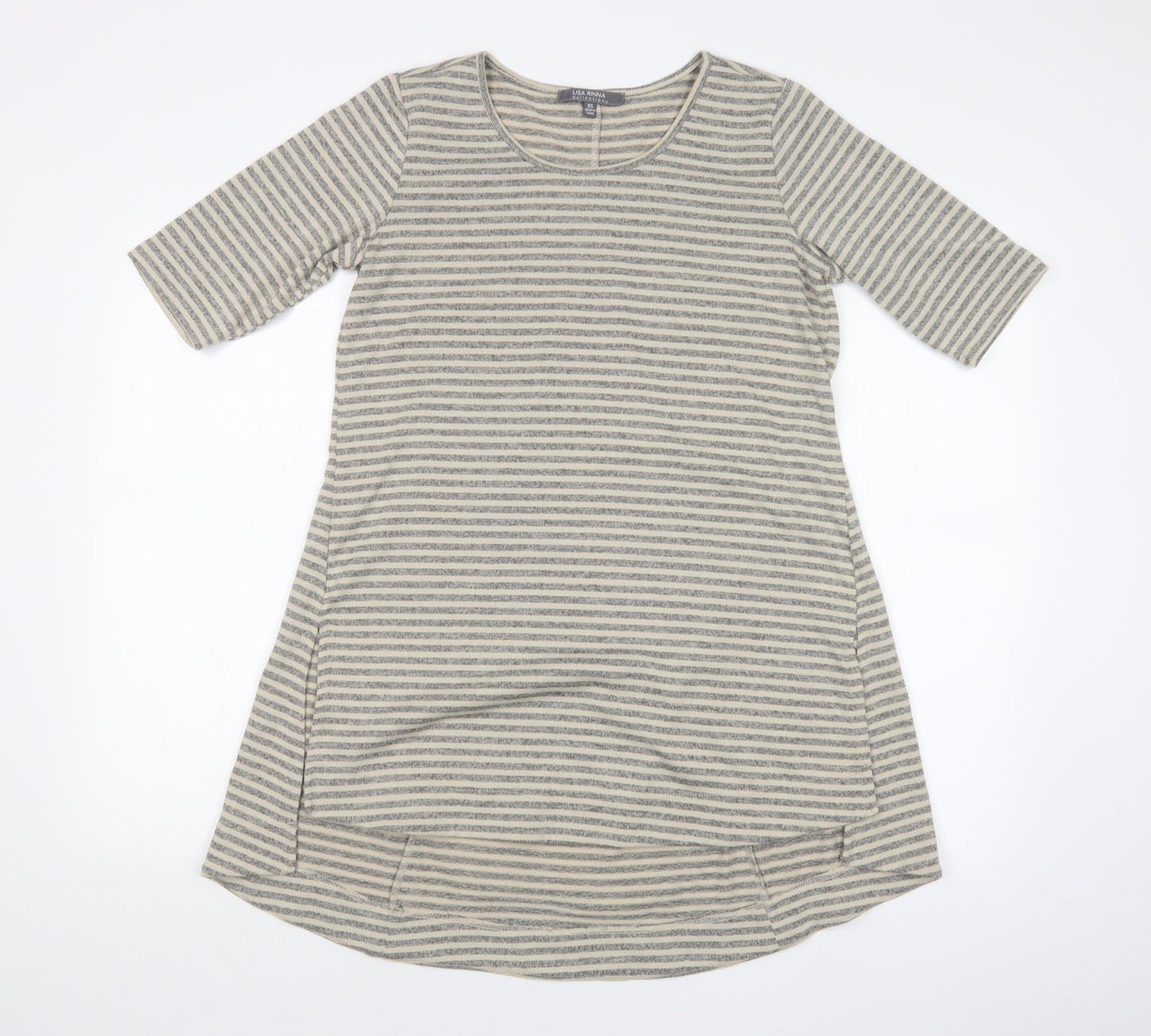 LISA RINNA  Womens Multicoloured Striped  Basic T-Shirt Size XS