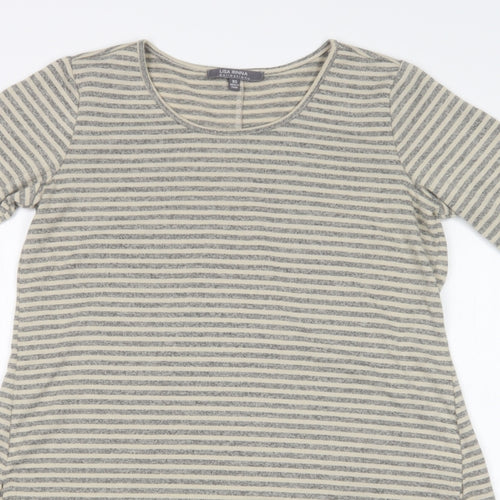 LISA RINNA  Womens Multicoloured Striped  Basic T-Shirt Size XS