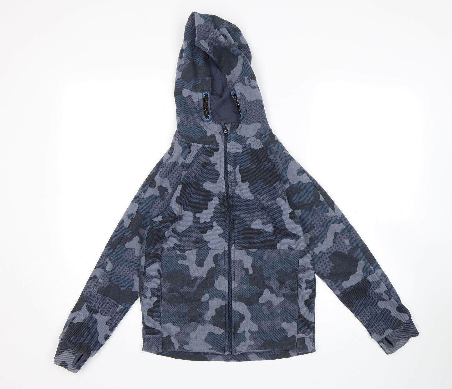 Nutmeg Boys Blue Camouflage  Full Zip Hoodie Size 9-10 Years