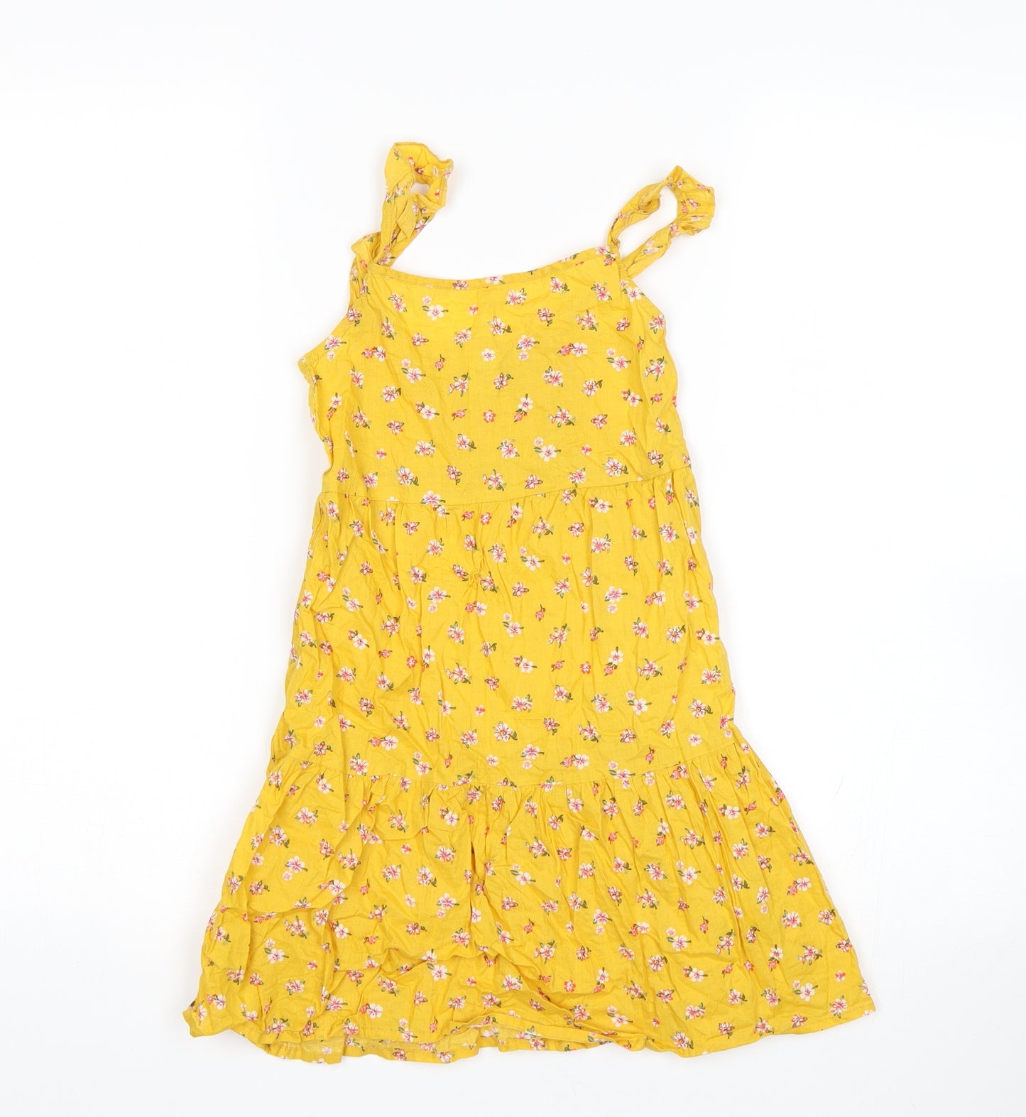 Primark Girls Yellow Floral  A-Line  Size 6-7 Years