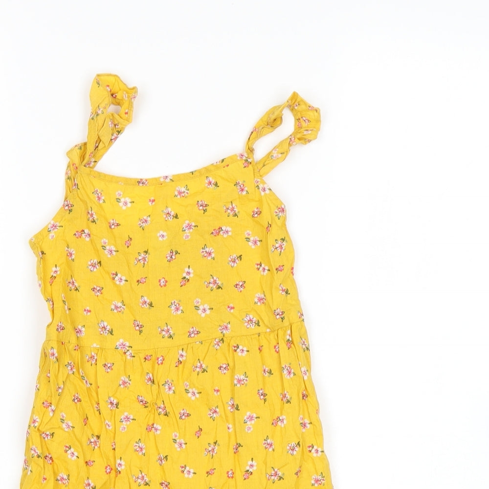 Primark Girls Yellow Floral  A-Line  Size 6-7 Years