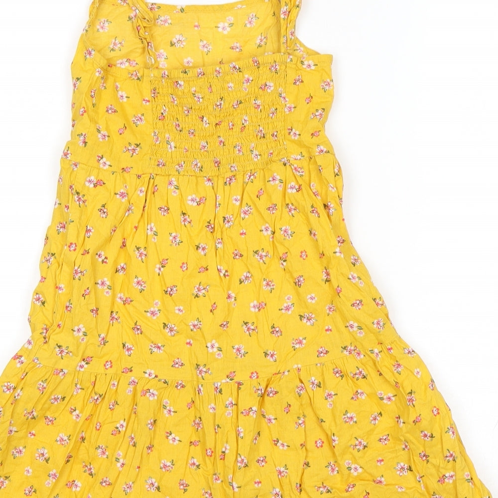 Primark Girls Yellow Floral  A-Line  Size 6-7 Years