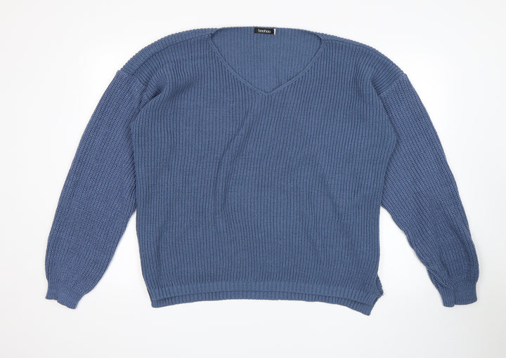 Boohoo Womens Blue Pullover Jumper Size 18