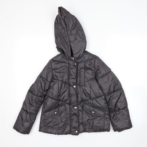 M&S Girls Black   Puffer Jacket Coat Size 7-8 Years