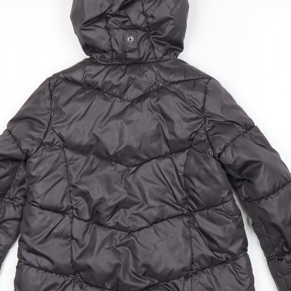M&S Girls Black   Puffer Jacket Coat Size 7-8 Years