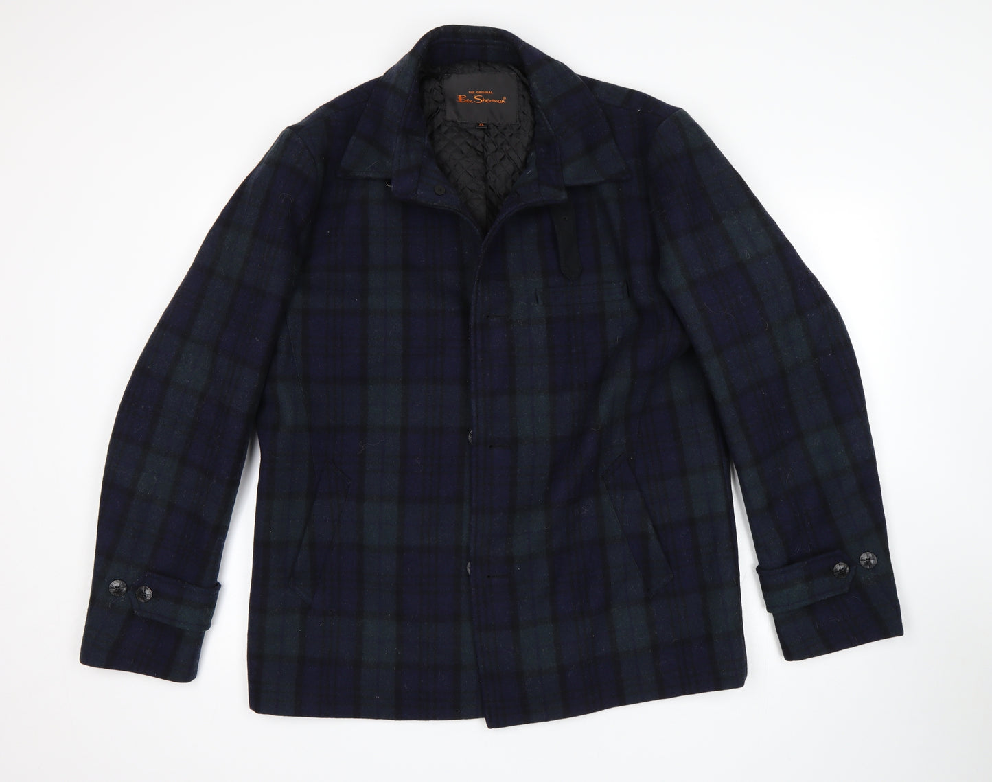 Ben Sherman Mens Multicoloured Plaid  Overcoat Coatigan Size XL