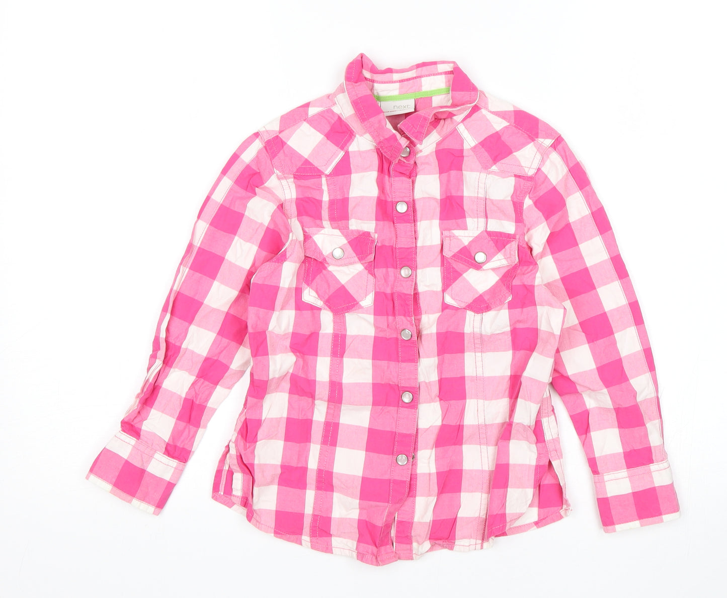 NEXT Girls Pink Check  Basic Button-Up Size 6 Years
