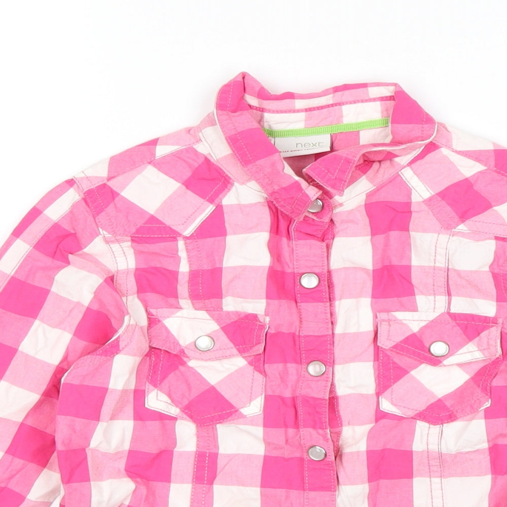 NEXT Girls Pink Check  Basic Button-Up Size 6 Years