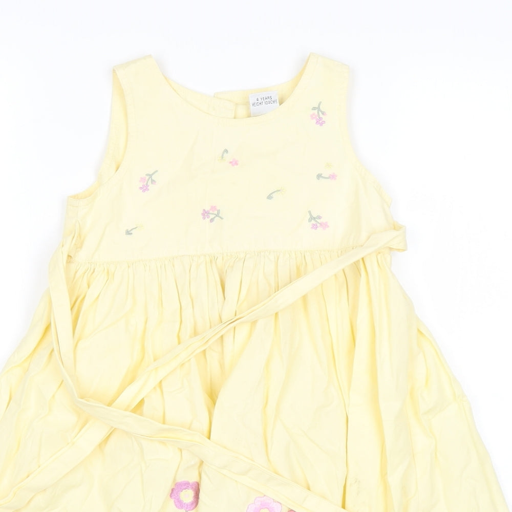 NEXT Girls Yellow Floral  A-Line  Size 4 Years