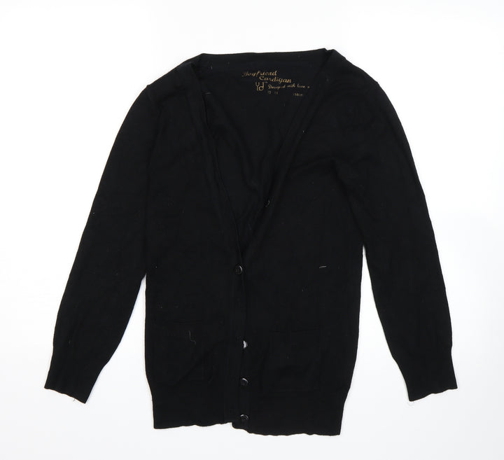 Y.D Girls Black Cardigan Jumper Size 12-13 Years