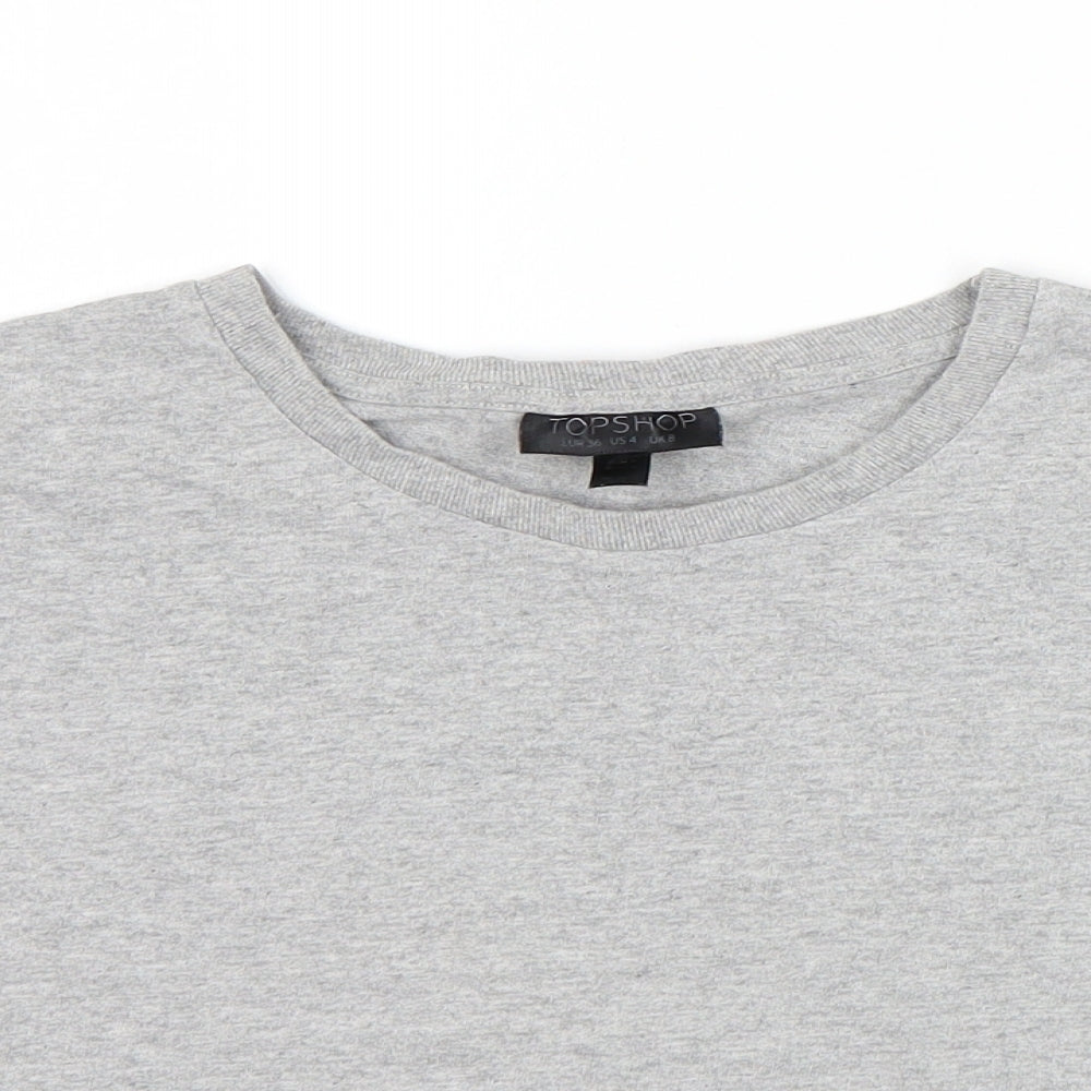Topshop Womens Grey   Cropped T-Shirt Size 8