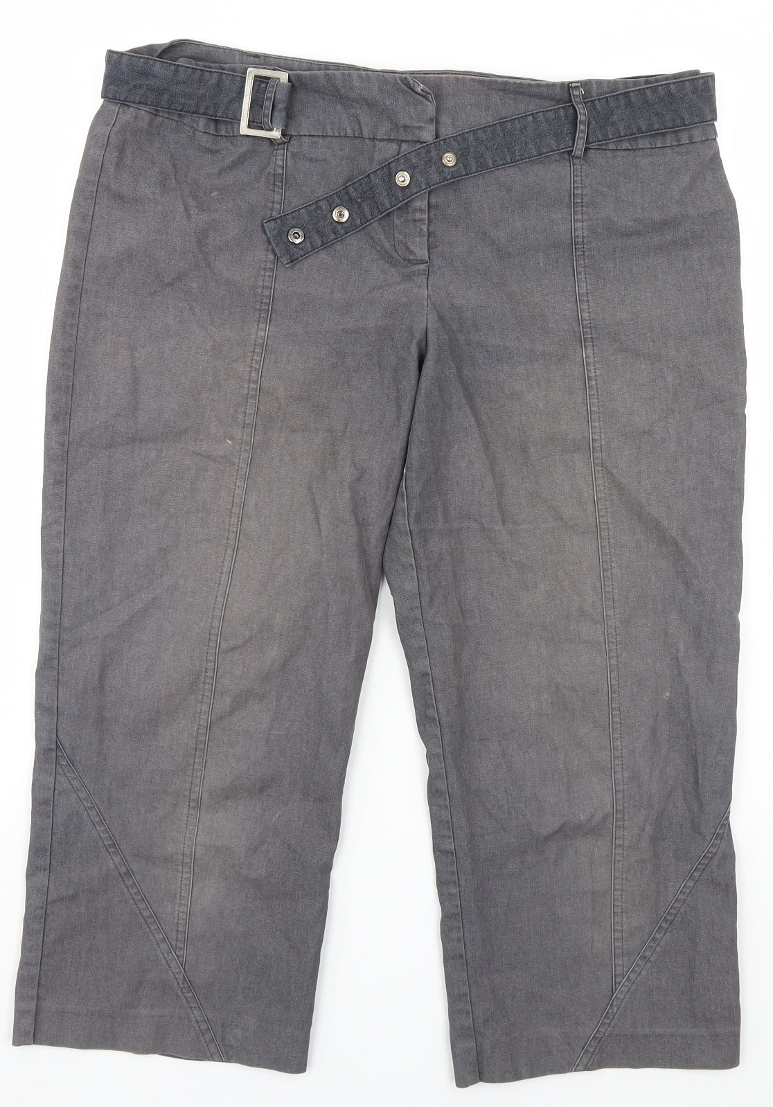 Florence Womens Grey   Cropped Trousers Size 14 L20 in