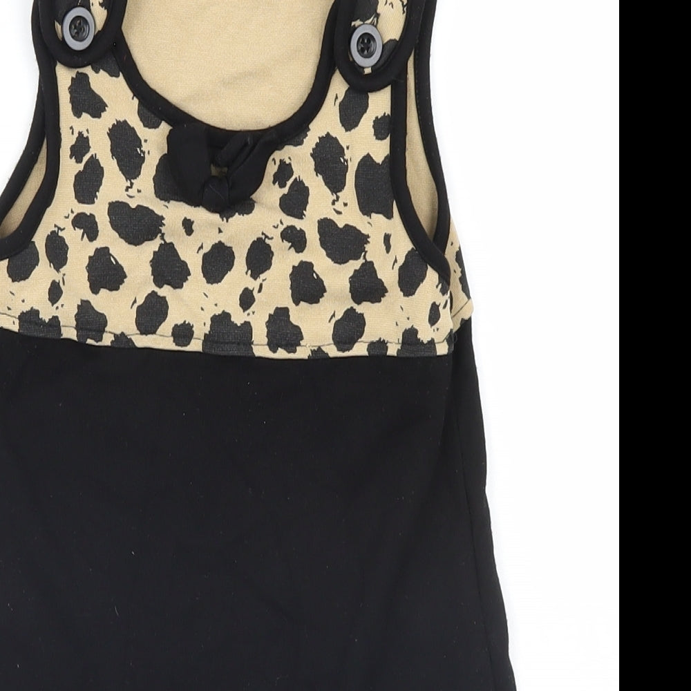 Preworn Girls Black Animal Print  A-Line