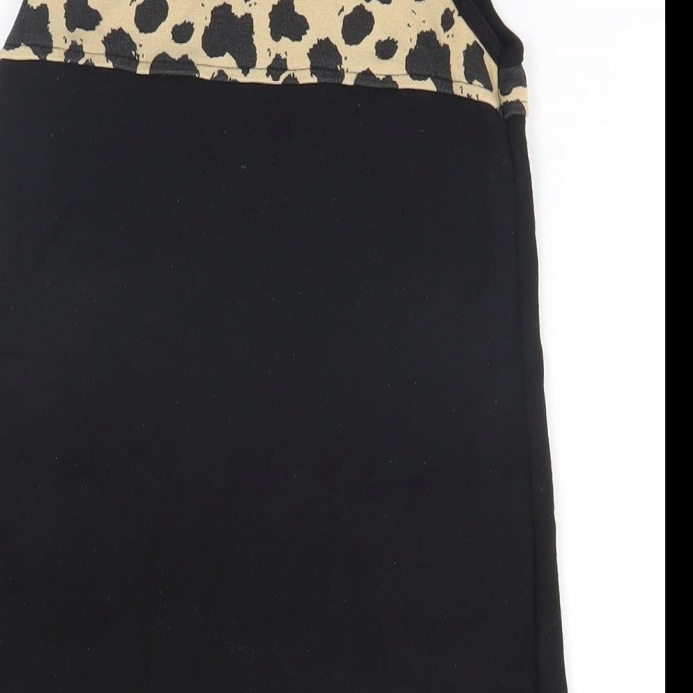 Preworn Girls Black Animal Print  A-Line