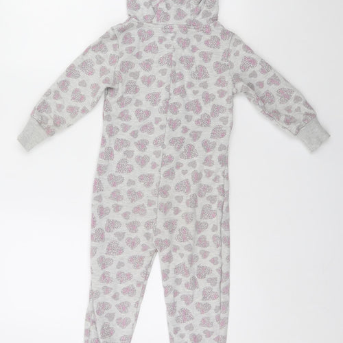 Primark Girls Grey Geometric   Bodysuit Size 5-6 Years  - Hearts, Onesie