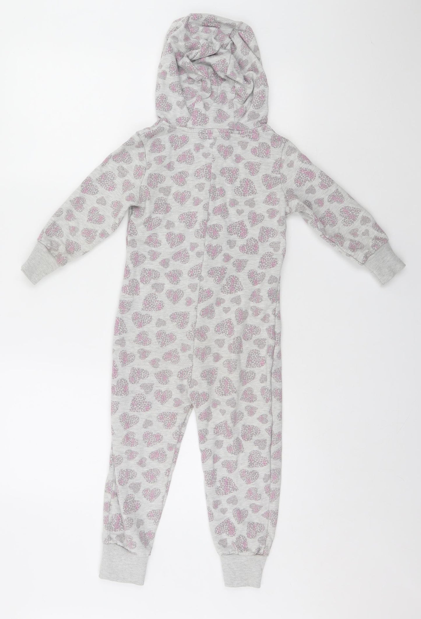 Primark Girls Grey Geometric   Bodysuit Size 5-6 Years  - Hearts, Onesie