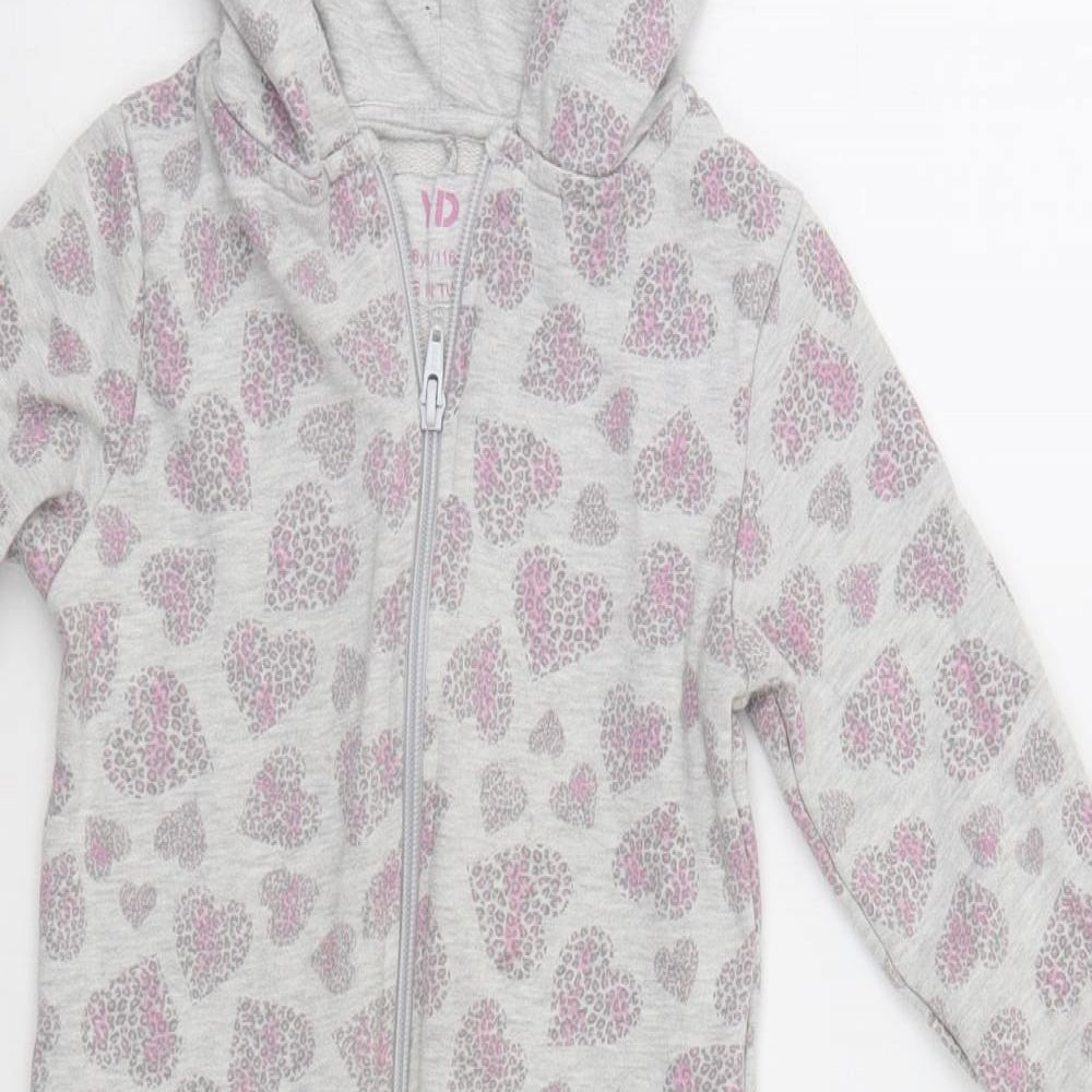 Primark Girls Grey Geometric   Bodysuit Size 5-6 Years  - Hearts, Onesie