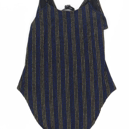 New Look Womens Black Striped  Leotard One-Piece Size 14
