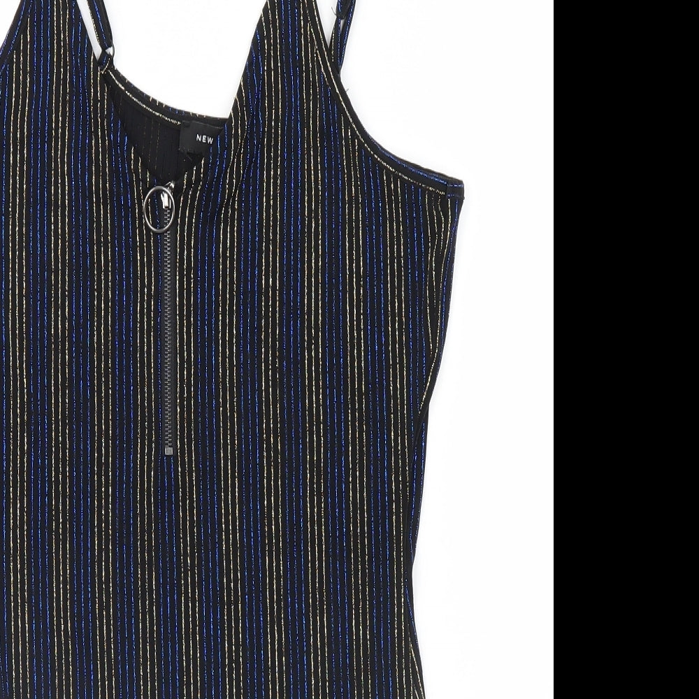 New Look Womens Black Striped  Leotard One-Piece Size 14