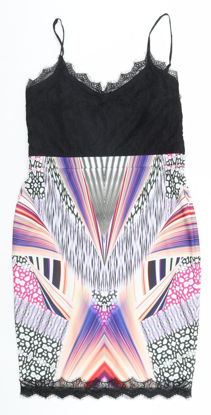 Girls On Film Womens Multicoloured Geometric A-Line Size 14