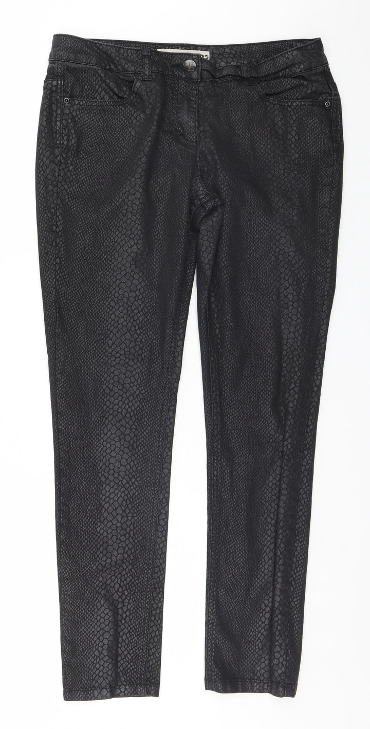 South Womens Black Animal Print Straight Jeans Size 12 L24 in