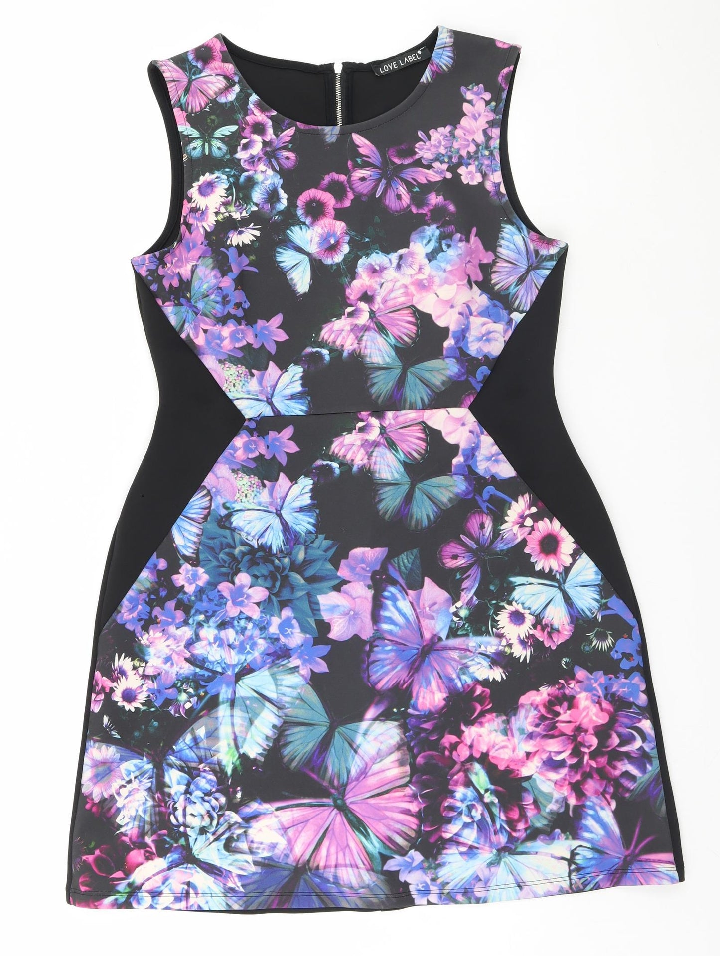 Love Label Womens Black Floral  A-Line  Size 14