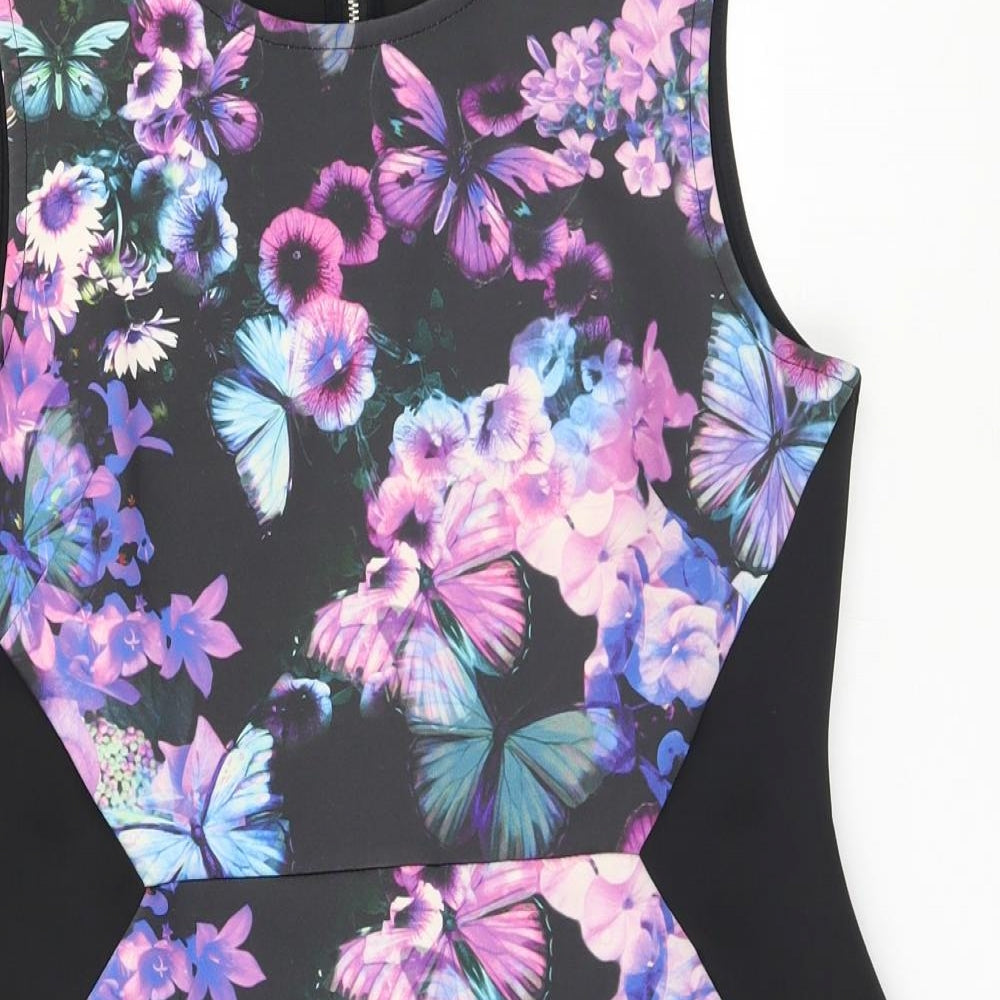 Love Label Womens Black Floral  A-Line  Size 14