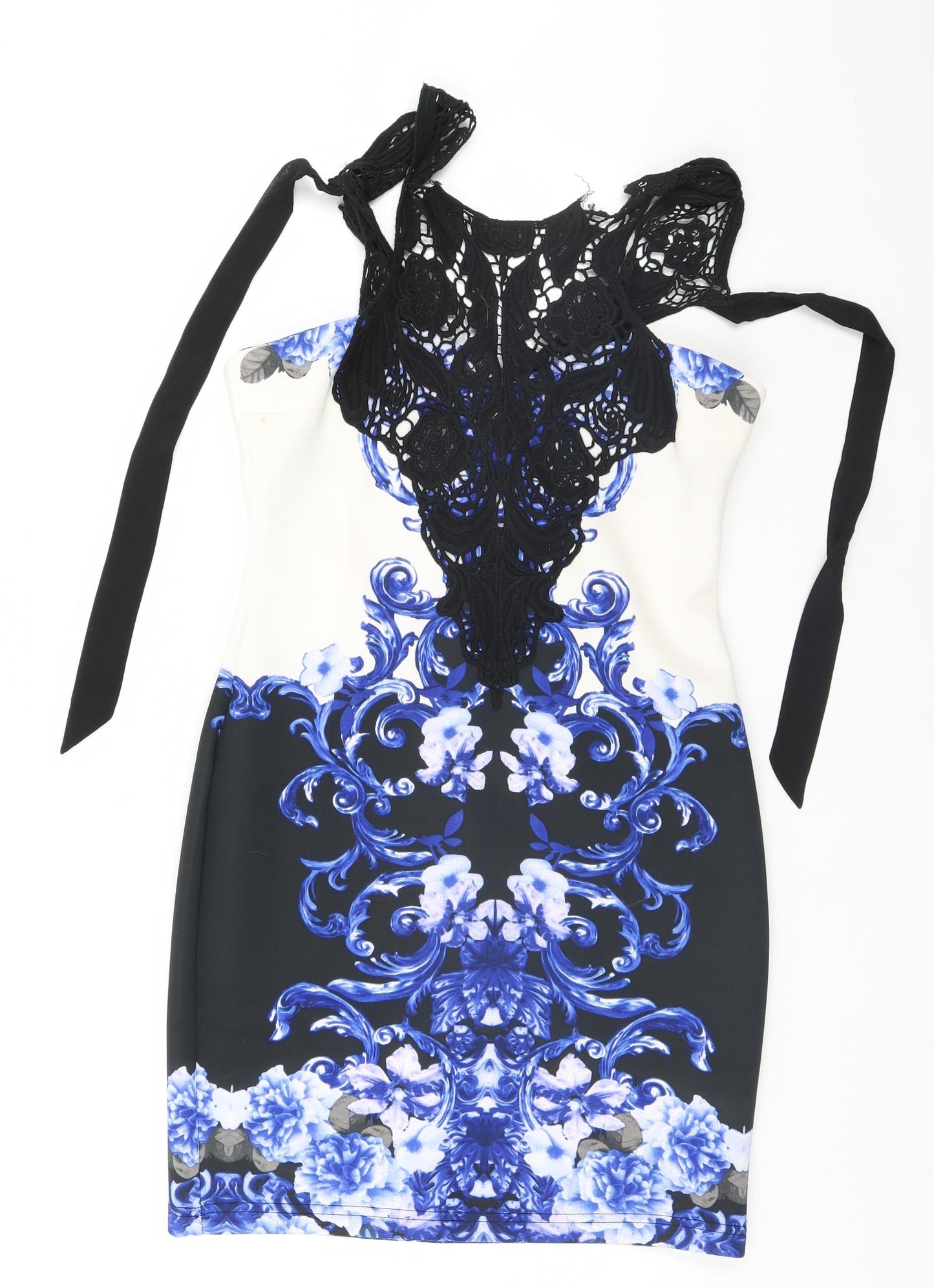 Lipsy Womens Black Floral  Pencil Dress  Size 14