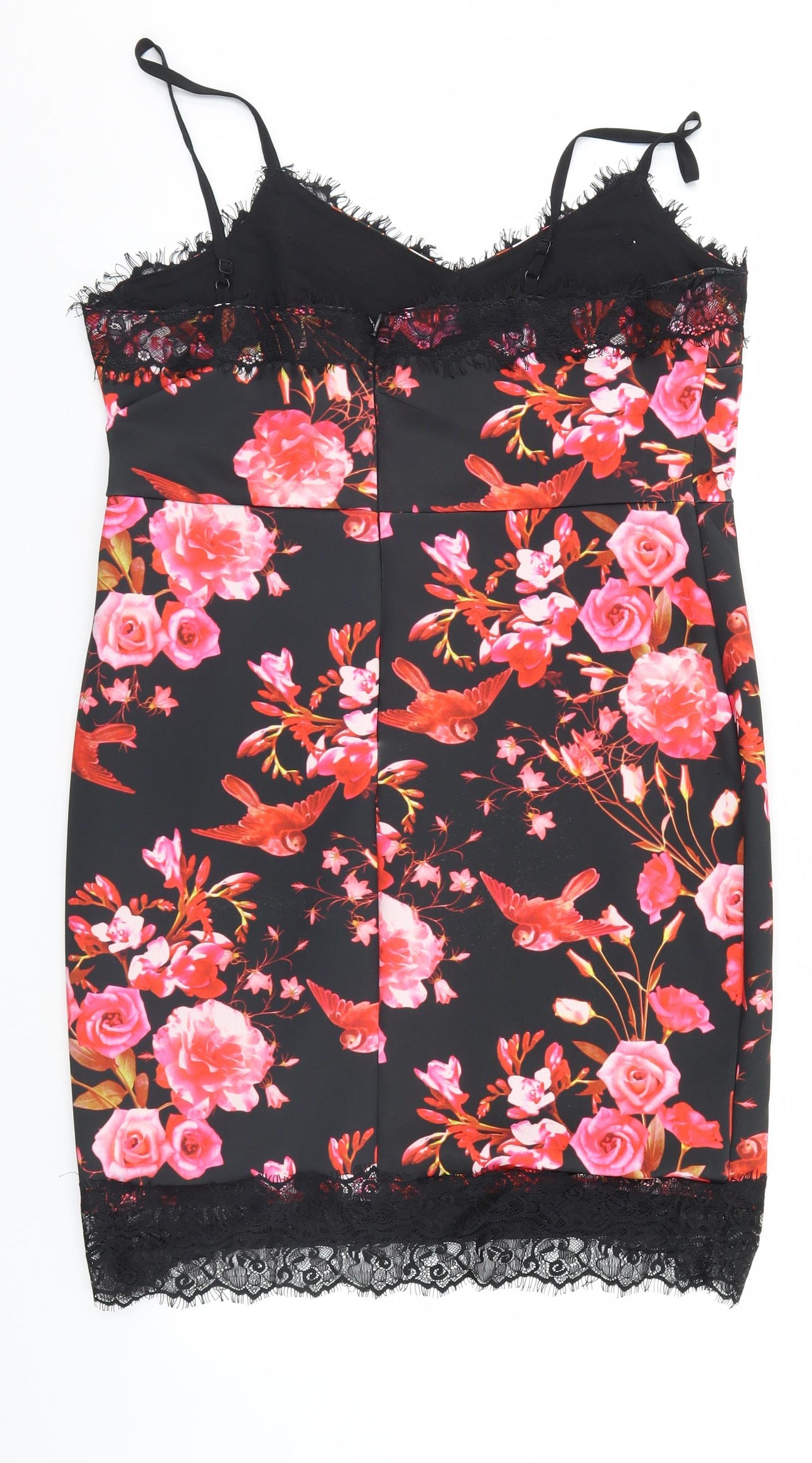 shopdirect Womens Black Floral  Pencil Dress  Size 14