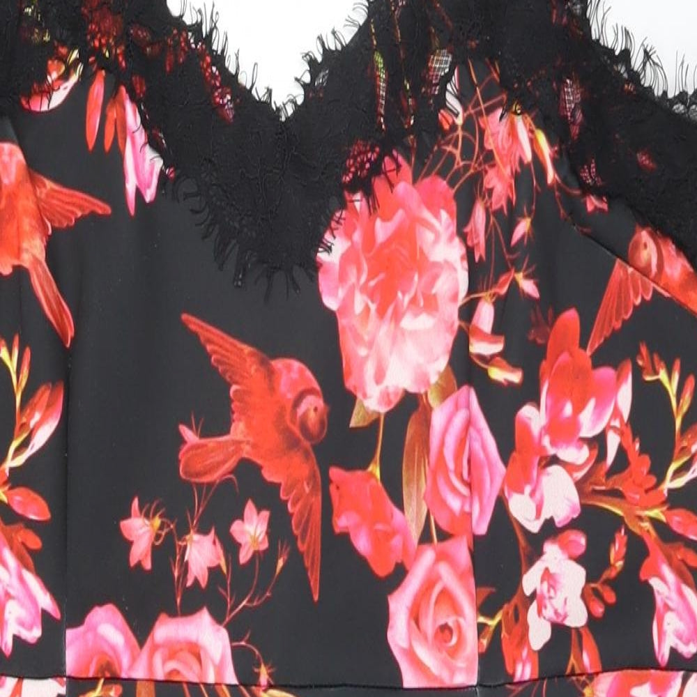 shopdirect Womens Black Floral  Pencil Dress  Size 14