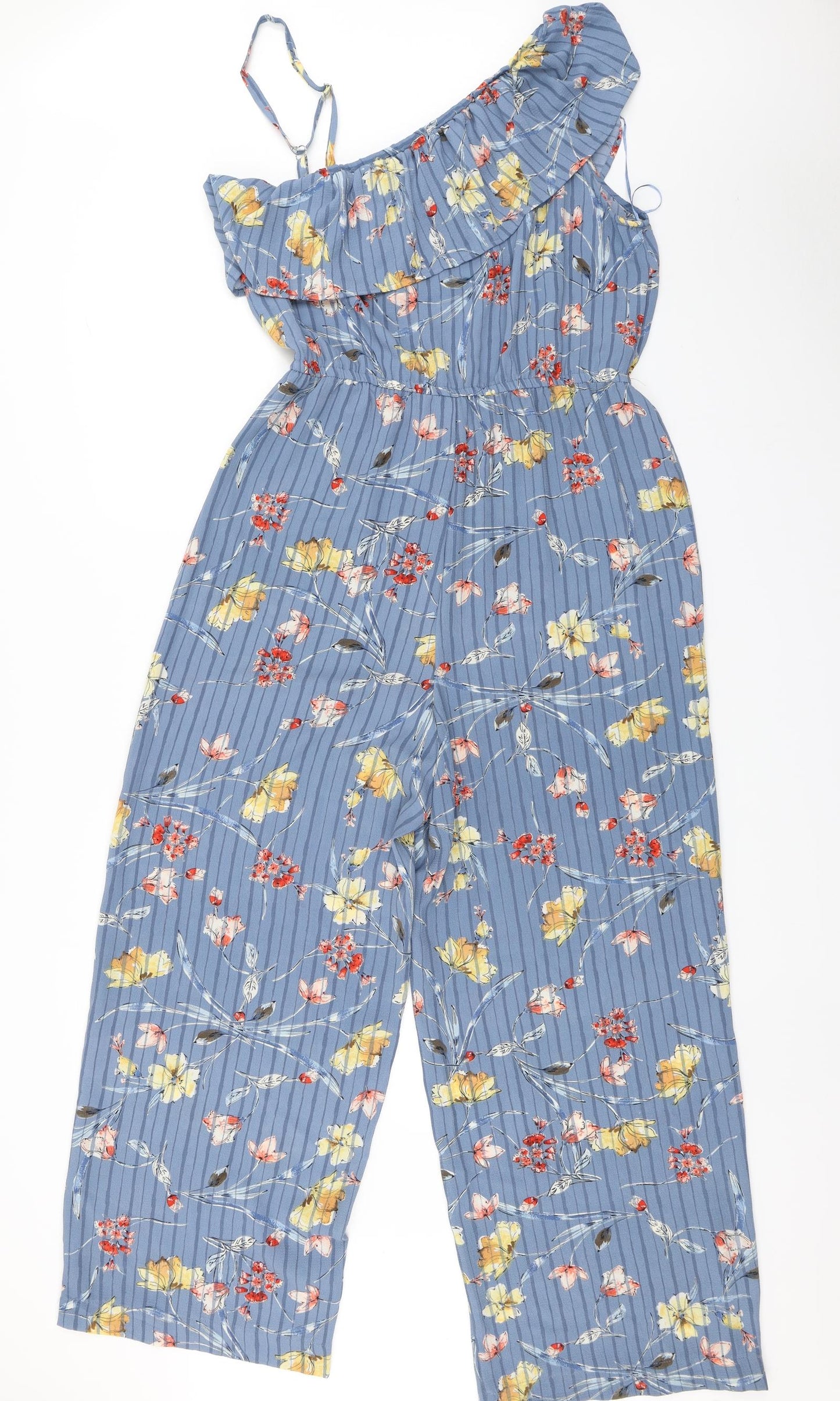 Peacocks Womens Blue Floral  Jumpsuit One-Piece Size 14